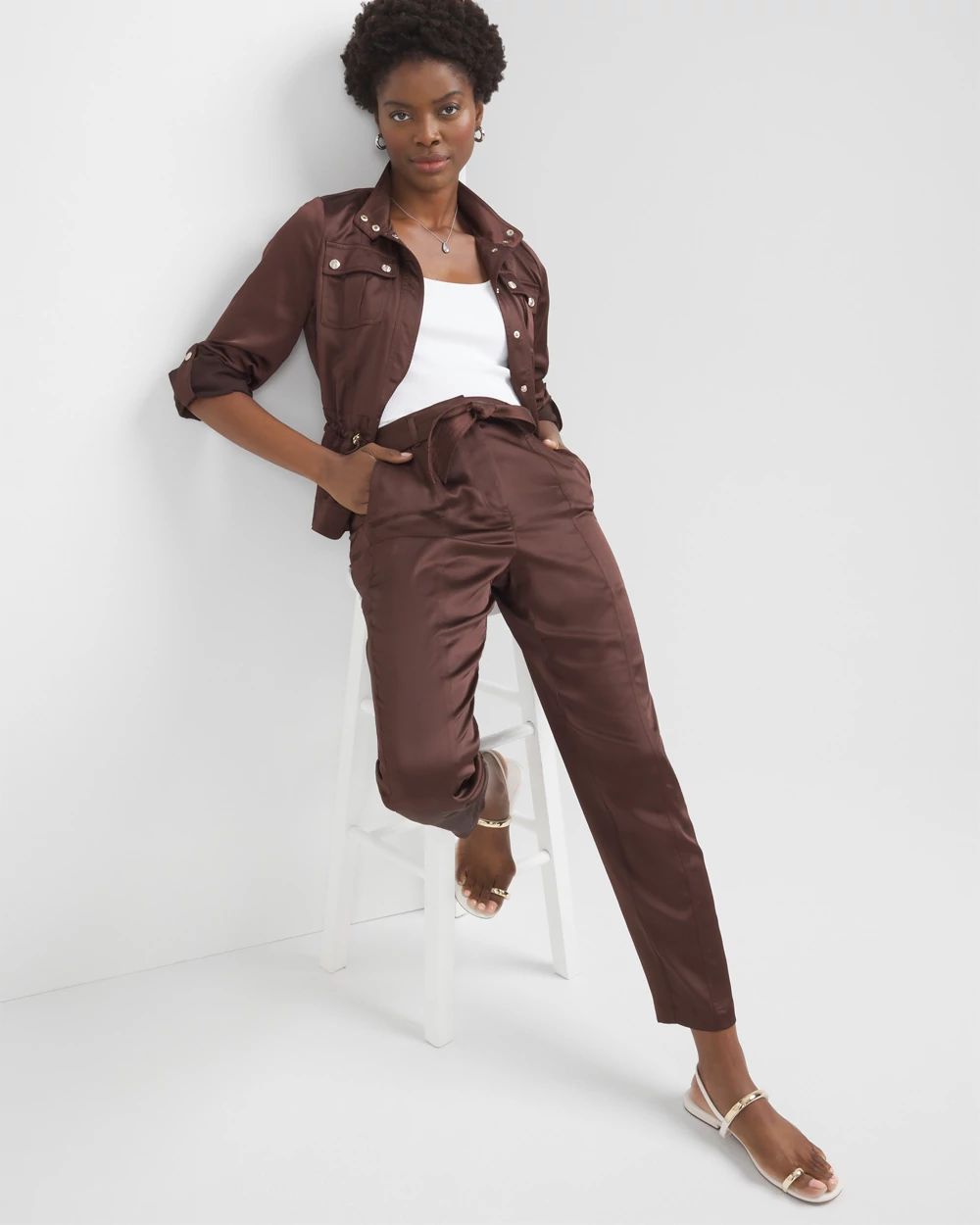 Belted Utility Straight Crop Pants White House Black Market